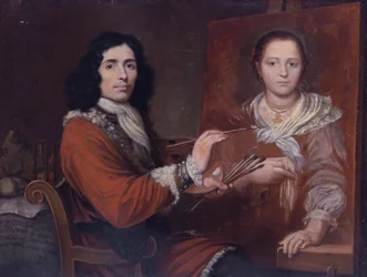 Self Portrait of the Artist Painting His Wife